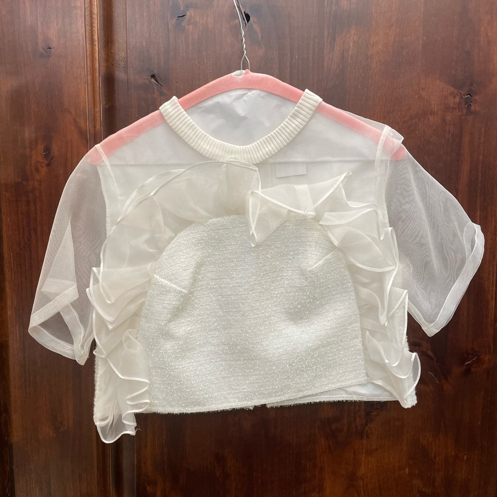 Mermaidcore white sheer crop tshirt NWOT size S/M by Karla Spetic
